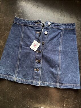 Choies Dark Blue Button-Front Denim Mini Skirt
